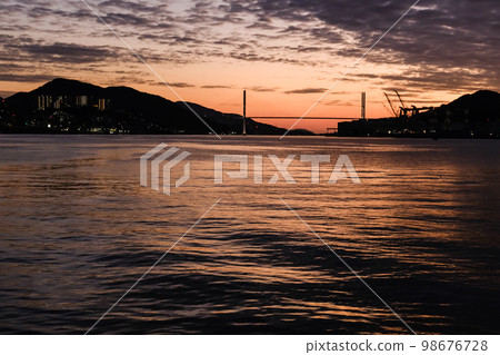 Nagasaki Megami Ohashi Bridge Evening View 98676728