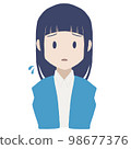 長頭髮的人簡單的女人，臉上有問題 98677376