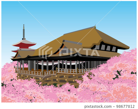 Cherry blossoms at Kiyomizu-dera Temple, Kyoto 98677812