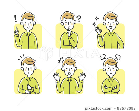 Male facial expression set upper body 98678092