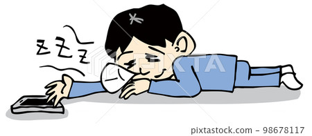 A person who fell asleep while fiddling with a mobile phone A person who fell asleep while fiddling with a mobile phone 98678117