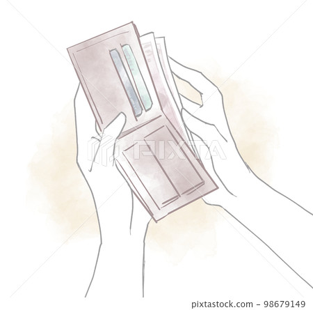 hand holding a bifold wallet 98679149