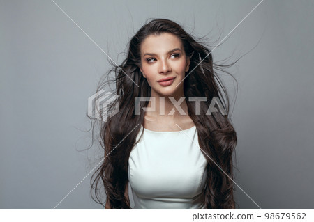 Beautiful young lady fashion model with long hair, glamorous fashionable woman 98679562