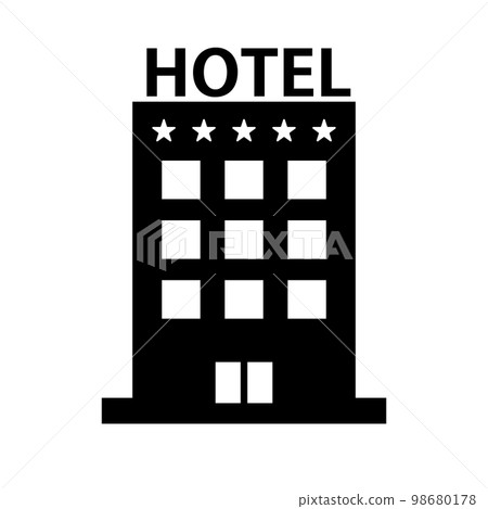 五星級酒店剪影圖標。高度評價的酒店。向量。 98680178