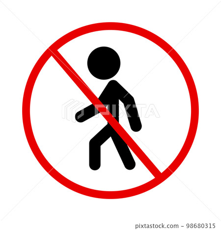 沒有非法侵入。男人剪影和禁止圖標。向量。 98680315