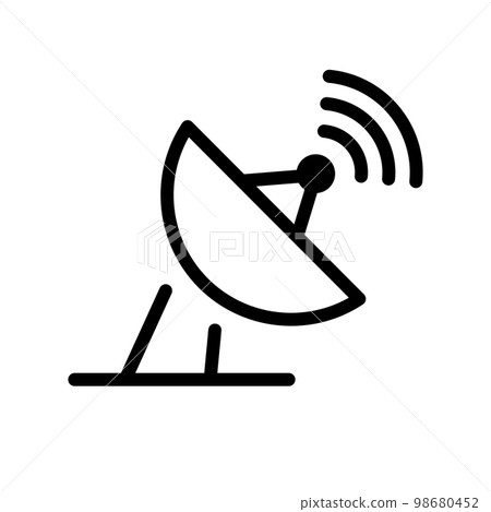 簡單的拋物面天線和無線電波圖標。向量。 98680452