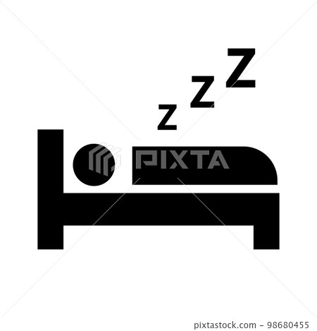 Sleeping person and bed with zzz silhouette icon. vector. Sleeping person and bed with zzz silhouette icon. vector. 98680455