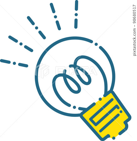 Light bulb electricity icon blue line yellow dashed line 98680517