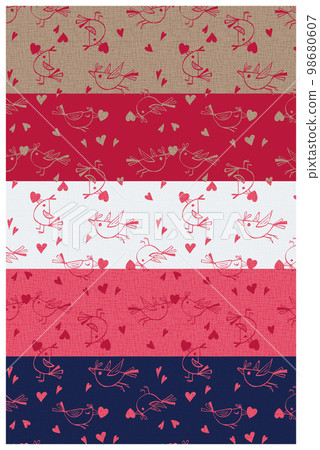 Little bird pattern pattern line drawing background Valentine color 98680607