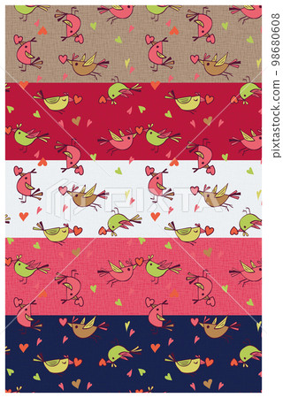 Little bird pattern pattern line drawing background Valentine color 98680608