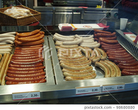 Sausage stall in Frankfurt, Germany 98680880