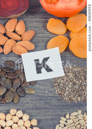 Healthy eating containing natural minerals, potassium and vitamin K Healthy eating containing natural minerals, potassium and vitamin K 98680958