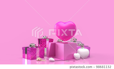 The heart and gift box for valentine celebration concept 3d rendering 98681132
