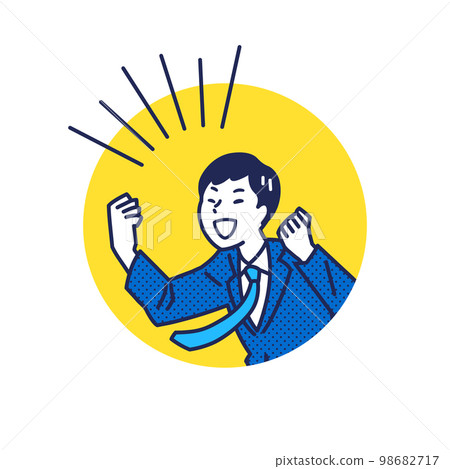 A student in uniform cheering with a guts pose 98682717