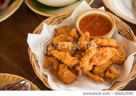 Battered Shrimp Asian street food Asian food is available 24 hours a day. 98682899