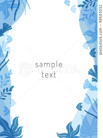 Frame of seaweed and sea creatures 98683032