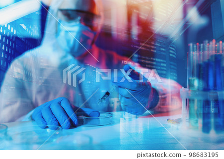 Doctor in the laboratory analyzes samples for scientific research Doctor in the laboratory analyzes samples for scientific research 98683195