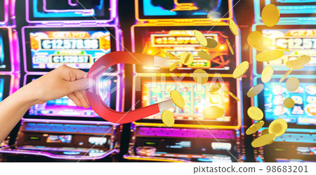 Big red magnet attracts money in a casino by gambling Big red magnet attracts money in a casino by gambling 98683201