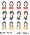 人們手繪風格各種女性的面部表情集 98683667
