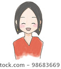 人，手繪風格，微笑的鮑勃剪裁女人 98683669