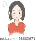 人物，手繪風格，臉色憤怒的鮑勃剪裁女人 98683671