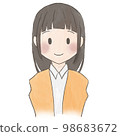 人，手繪風格，微笑的長發女人 98683672