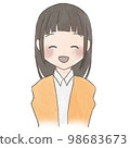 人，手繪風格，微笑的長發女人 98683673