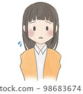 人，手繪風格，長發女人，臉上有問題 98683674