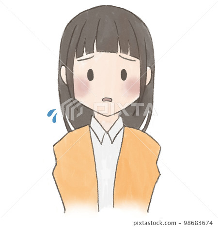 人，手繪風格，長發女人，臉上有問題 98683674
