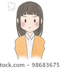 人，手繪風格，長發女人，臉色憤怒 98683675