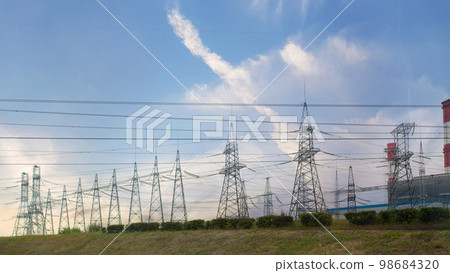Landscape of substation and power transmission lines Landscape of substation and power transmission lines 98684320