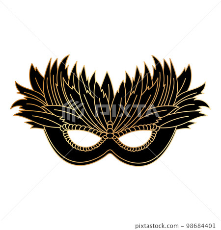 Black and gold masquerade carnival mask, Mardi Gras. Illustration, elegant design, vector 98684401