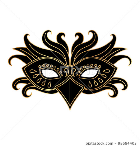 Black and gold masquerade carnival mask, Mardi Gras. Illustration, elegant design, vector Black and gold masquerade carnival mask, Mardi Gras. Illustration, elegant design, vector 98684402