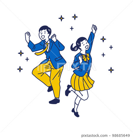A student in uniform doing a guts pose feeling sparkling youth 98685649