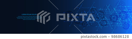 Website header or banner design template. Abstract technology background with arrows and lines. Vector illustration 98686128
