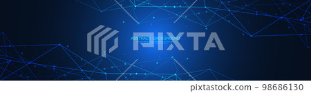 Website header or banner design with abstract polygonal background and connecting dots and lines. Global network connection. Digital technology with plexus background and space for your text. Website header or banner design with abstract polygonal background and connecting dots and lines. Global network connection. Digital technology with plexus background and space for your text. 98686130