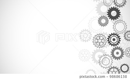 Cogs and gear wheel mechanisms. Concepts and ideas for hi-tech digital technology and engineering design. Abstract technical background of mechanical engineering. Vector illustration Cogs and gear wheel mechanisms. Concepts and ideas for hi-tech digital technology and engineering design. Abstract technical background of mechanical engineering. Vector illustration 98686138