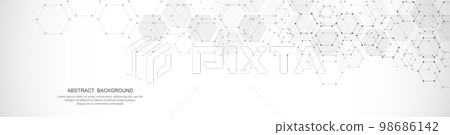 Banner design template or website header. Abstract background with geometric shapes and hexagon pattern. Vector illustration Banner design template or website header. Abstract background with geometric shapes and hexagon pattern. Vector illustration 98686142