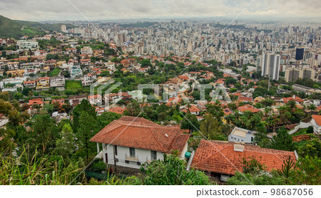 skyscrapers of big metropolis. Belo Horizonte city, MG, Brazil. Aerial view 98687056