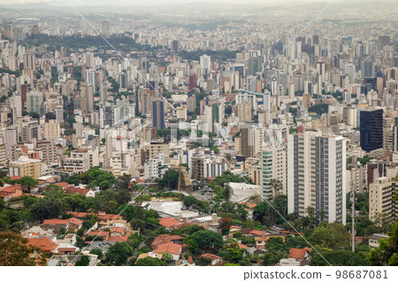 skyscrapers of big metropolis. Belo Horizonte city, MG, Brazil. Aerial view skyscrapers of big metropolis. Belo Horizonte city, MG, Brazil. Aerial view 98687081