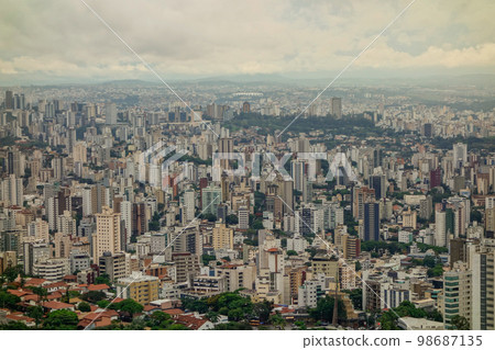 skyscrapers of big metropolis. Belo Horizonte city, MG, Brazil. Aerial view skyscrapers of big metropolis. Belo Horizonte city, MG, Brazil. Aerial view 98687135