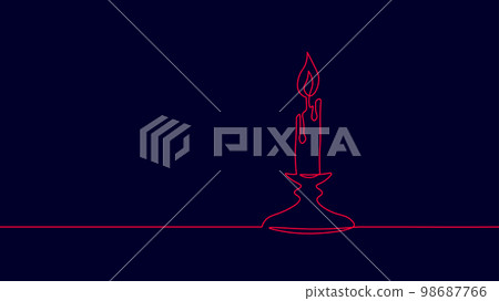 One line continuous lightning candle symbol concept. Silhouette of burning memorial ceremony church tradition. Digital white single line sketch drawing vector illustration One line continuous lightning candle symbol concept. Silhouette of burning memorial ceremony church tradition. Digital white single line sketch drawing vector illustration 98687766