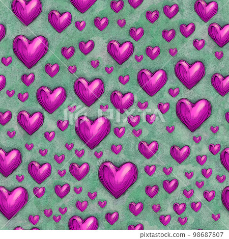 Hand drawn hearts Valentine seamless background 98687807