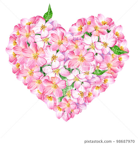 Heart Of Apple Blossom. Valentine's Day and Wedding Concept Illustration Heart Of Apple Blossom. Valentine's Day and Wedding Concept Illustration 98687970