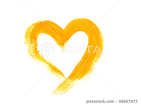 Hand Drawn Yellow Gouache Heart. Wedding, Valentine's Day Concept. Hand Drawn Yellow Gouache Heart. Wedding, Valentine's Day Concept. 98687973