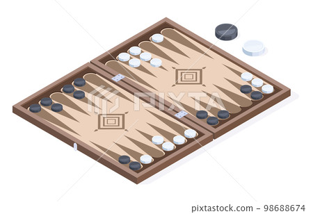 Isometric backgammon board game. Leisure table...-插圖素材