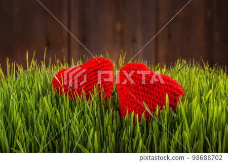 Two knitted hearts Two knitted hearts 98688702