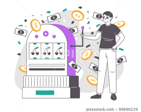 line casino roulette addiction funny game vector illustration