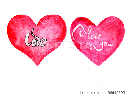 Watercolor Hearts. Wedding, Valentine's Day And Mother's Day Concept. Watercolor Hearts. Wedding, Valentine's Day And Mother's Day Concept. 98690295