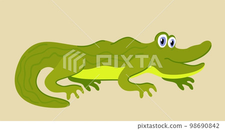Vector isolated illustration of crocodile. Cute cartoon personage. Vector isolated illustration of crocodile. Cute cartoon personage. 98690842